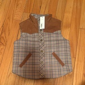 Janie and Jack Brown Plaid Kids Vest